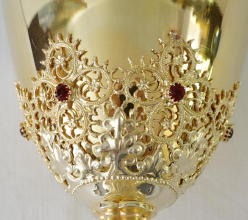 Solid silver gilt antique French Gothic Chalice.